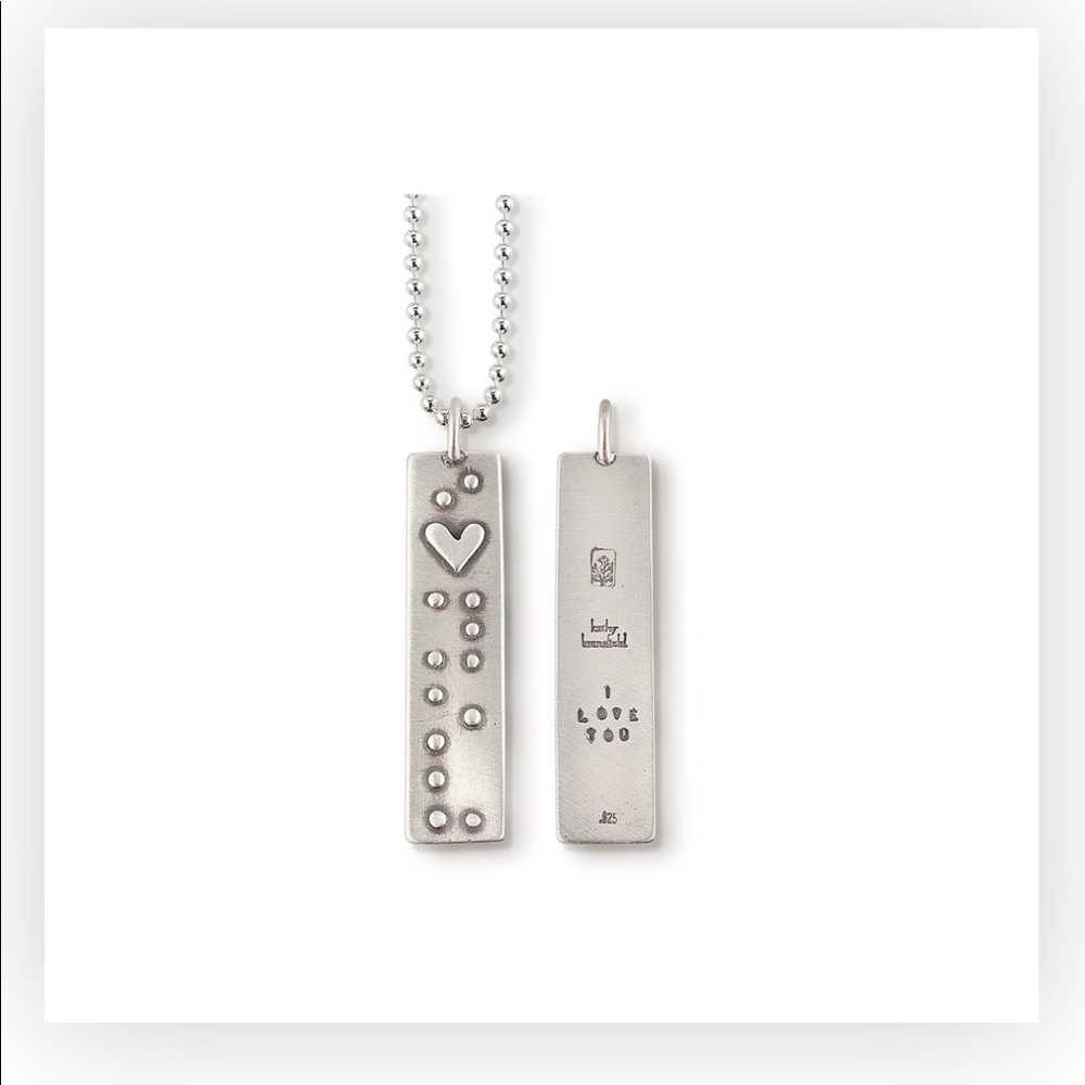Kathy Bransfield Braille ‘I love you’ necklace